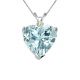 Diamond Heart CZ Aquamarine Gemstone Pendant 14K Gold