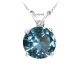 Round Diamond Aquamarine Birthstone Pendant 14K Gold