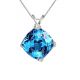 0.01 Carat Diamond Cushion CZ Blue Topaz Gemstone Pendant 14K Gold