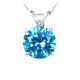 Round Diamond Blue Topaz Birthstone Pendant 14K Gold