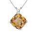 0.01 Carat TCW Diamond Cushion CZ Citrine Gemstone Pendant 14K Gold