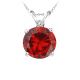 Round Diamond Garnet Birthstone Pendant Necklace 14K Gold