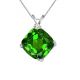 0.01 Carat TCW Diamond Cushion CZ Peridot Gemstone Pendant 14K Gold