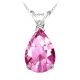 Diamond Pear CZ Pink Topaz Gemstone Pendant 14K Gold