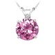 Round Diamond Pink Topaz Birthstone Pendant 14K Gold