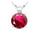 Round Diamond Ruby Birthstone Pendant 14K Gold