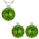 Peridot Round Birth Gem Stone Set Pendant Earring 14K Gold Diamond