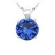 Round Diamond Sapphire Birthstone Pendant 14K Gold