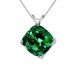 8mm Cushion CZ Emerald Birthstone Gemstone Pendant Necklace 14K Gold