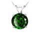 Round CZ Emerald Birthstone Gemstone Pendant Necklace 14K Gold