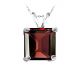 Princess CZ Garnet Birthstone Gemstone Pendant Necklace 14K Gold