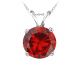 Round CZ Garnet Birthstone Gemstone Pendant Necklace 14K Gold