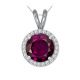 Round CZ Alexandrite Birth Gem Stone Halo Pendant Necklace 18