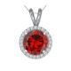 Round CZ Garnet Birth Gem Stone Halo Pendant Necklace 18