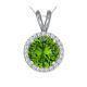 Round CZ Peridot Birth Gem Stone Halo Pendant Necklace 18