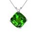 8mm Cushion CZ Peridot Birthstone Gemstone Pendant Necklace 14K Gold