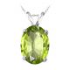 Oval CZ Peridot Birthstone Gemstone Pendant Necklace  14K Gold