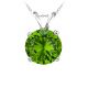 Round CZ Peridot Birthstone Gemstone Pendant Necklace 14K Gold