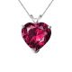 Heart CZ Ruby Birthstone Gemstone Pendant Necklace 14K Gold