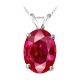 Oval CZ Ruby Birthstone Gemstone Pendant Necklace  14K Gold