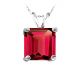 Princess CZ Ruby Birthstone Gemstone Pendant Necklace 14K Gold