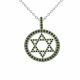 0.89 Carat Green Diamond Jewish Star Pendant Necklace Chain 14K Gold