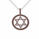 0.89 Carat Red Diamond Jewish Star Pendant Necklace Chain 14K Gold