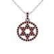 0.6 Carat Red Diamond Star David Pendant Necklace Chain 14K Gold