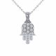 0.25 Carat Fancy Real G-H Diamond Hand Of God Pendant Necklace + Chain 14K Gold