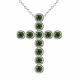 0.55 Carat Green Diamond Cross Pendant Necklace Chain 14K Gold