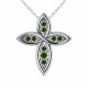 0.1 Carat Green Diamond Celtic Knot Cross Pendant Chain 14K Gold