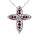 0.1 Carat Red Diamond Celtic Knot Cross Pendant Chain 14K Gold