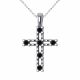 0.18 Carat Black Diamond Cross Pendant Necklace Chain 14K Gold