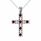 0.18 Carat Red Diamond Cross Pendant Necklace Chain 14K Gold