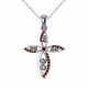 0.1 Carat Red Diamond Cross Pendant Necklace Chain 14K Gold