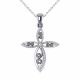 0.1 Carat Fancy Real Diamond Cross Pendant Necklace + Chain 14K Gold