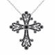 0.5 Carat Black Diamond Byzantine Cross Pendant Chain 14K Gold