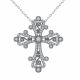 0.5 Carat Fancy Real Diamond Byzantine Cross Pendant + Chain 14K Gold