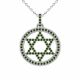 0.92 Carat Green Diamond Jewish Star Pendant Necklace Chain 14K Gold