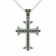 0.47 Carat Green Diamond Cross Pendant Necklace Chain 14K Gold