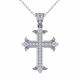 0.47 Carat Fancy Real Diamond Cross Pendant Necklace + Chain 14K Gold