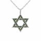 1.08 Carat Green Diamond Star David Pendant Necklace Chain 14K Gold