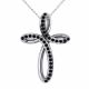 0.62 Carat Black Diamond Infinity Cross Pendant Chain 14K Gold