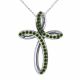 0.62 Carat Green Diamond Infinity Cross Pendant Chain 14K Gold