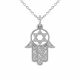 Star Of David + Hand Of God Pendant Necklace + Chain 14K Gold