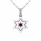 0.1 Carat Red Diamond Star Of David Pendant Necklace Chain 14K Gold