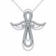 0.35 Carat Fancy Real Diamond Angel Cross Pendant Necklace Chain