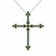 0.49 Carat Green Diamond Cross Pendant Necklace Chain 14K Gold