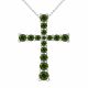 0.58 Carat Green Diamond Cross Pendant Necklace Chain 14K Gold