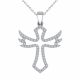 0.68 Carat Fancy Real Diamond Angel Cross Pendant Necklace + Chain 14K Gold